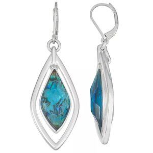NAPIER Mod/Contemporary Silver Abalone Diamond Shaped Drop Earrings**NEW!
